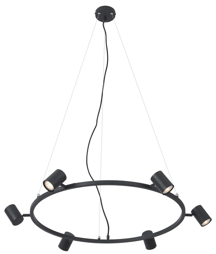 Lampă suspendată modernă neagră cu 6 lumini - Jeana Circle