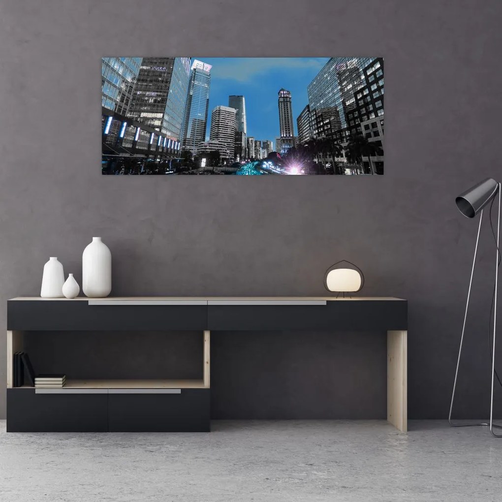 Tablou cu oraș nocturn (120x50 cm)
