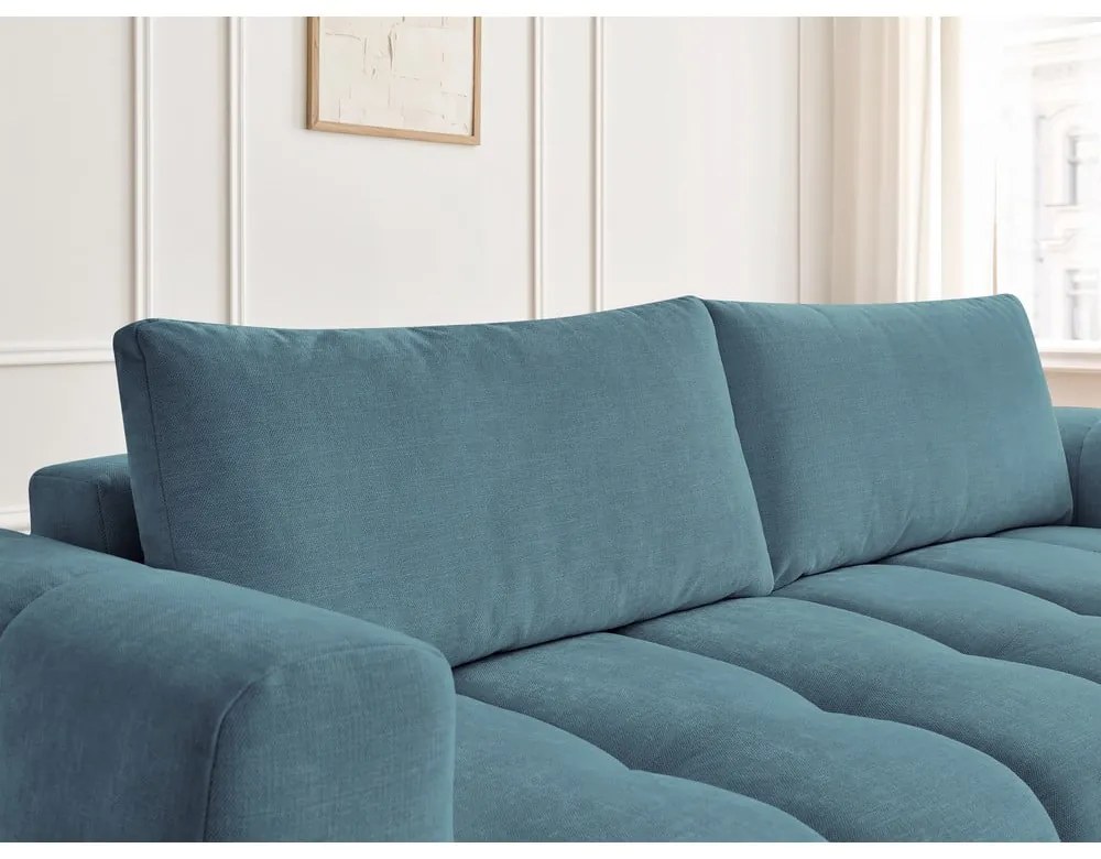 Canapea albastră extensibilă/cu spațiu de depozitare 251 cm Fuji – Bobochic Paris