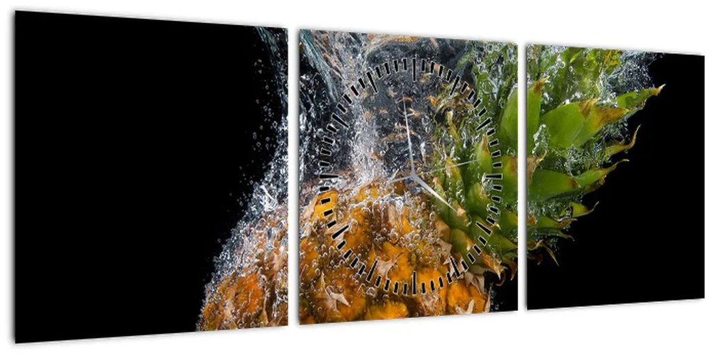 Tablou cu anans în apă (cu ceas) (90x30 cm)