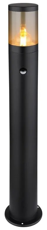 Stalp mediu pentru exterior cu senzor de miscare design modern IP44 Xeloo negru, fumuriu