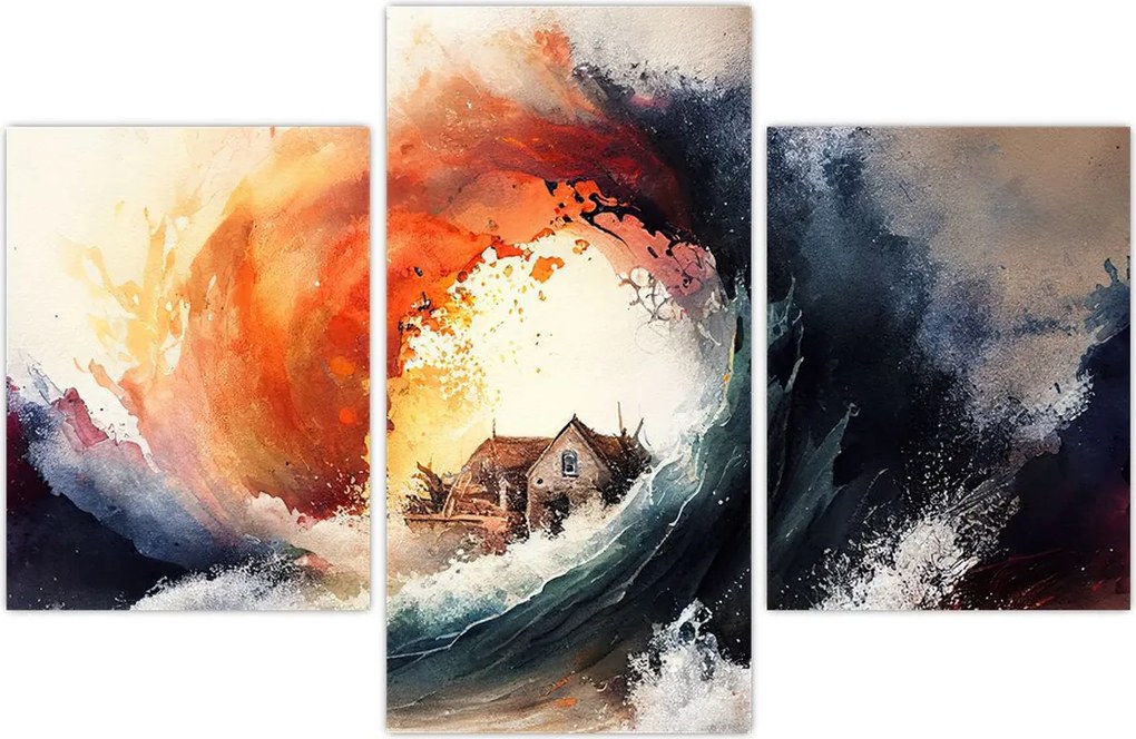 Tablou - În vârtejul potopului, acuarelă (90x60 cm)