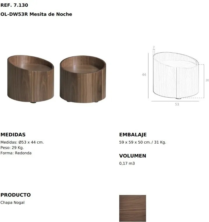 Noptiera rotunda design modern original Anna