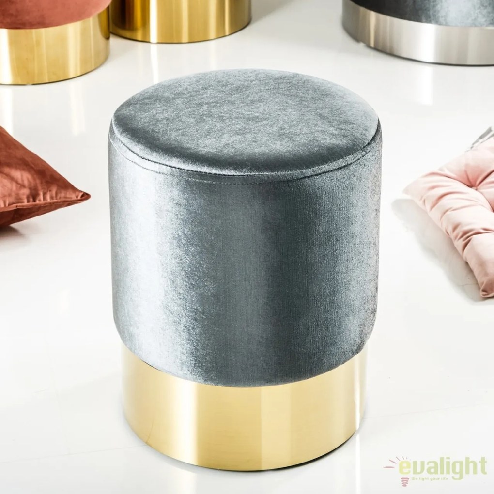 Taburete Modern Barock 35cm, argintiu/ auriu A-38577 VC