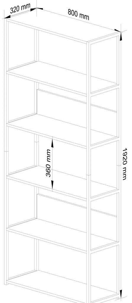 Raft Loriana V (negru + stejar craft). 1071009