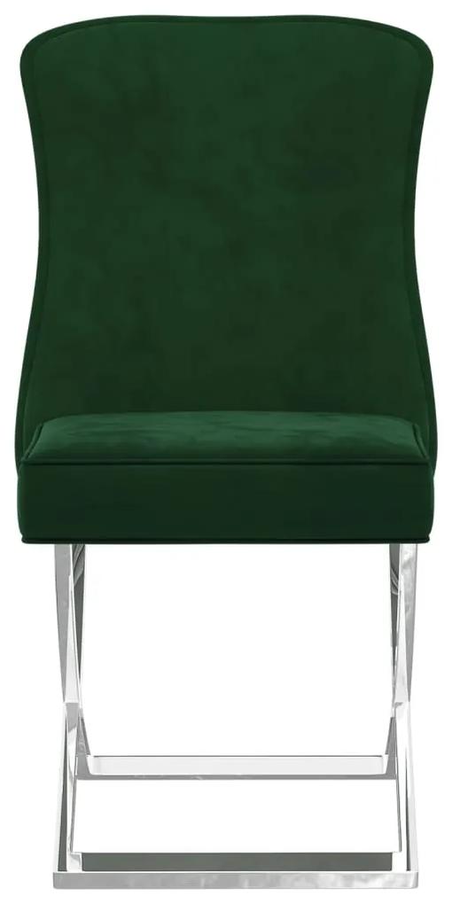 Scaun sufragerie verde inchis 53x52x98 cm catifea  otel inox. 1, Verde