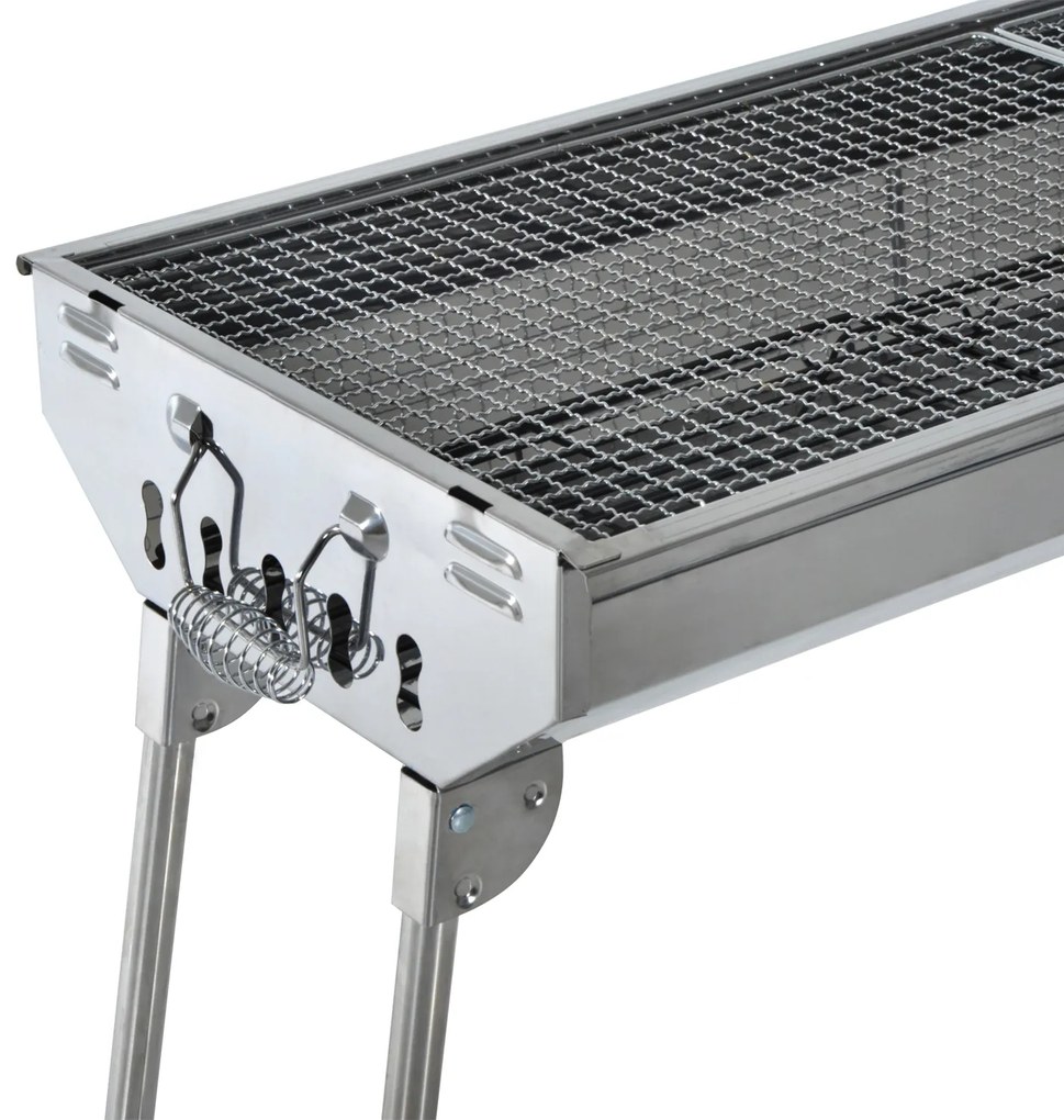 Outsunny Grătar Barbecue Portabil și Pliabil, din Oțel Inoxidabil, Ușor de Transportat, Ideal pentru Picnic, Camping, 73x33x71 cm | Aosom Romania