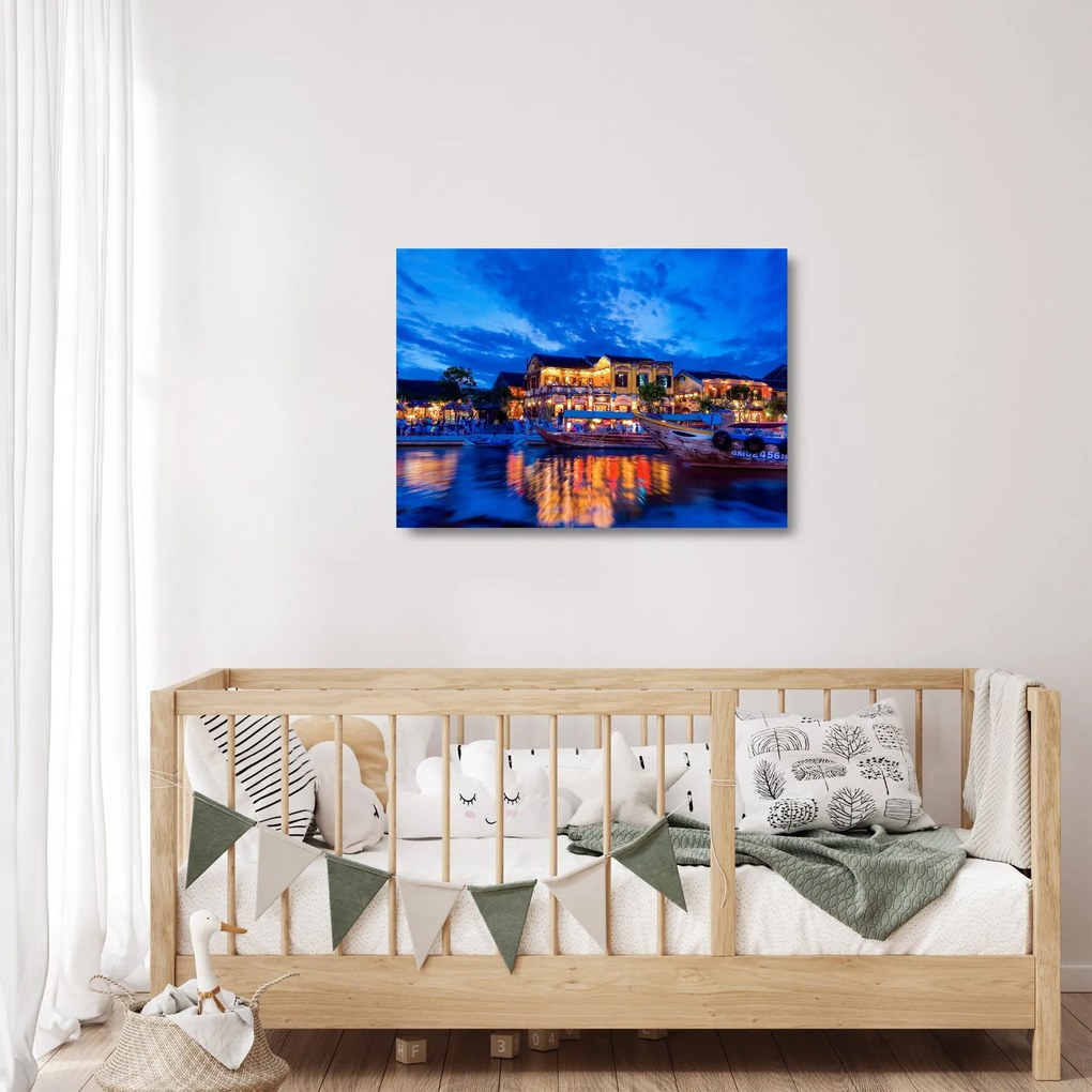 Tablou pe sticlă - Orașul de noapte Hoi An, Vietnam (70x50 cm)