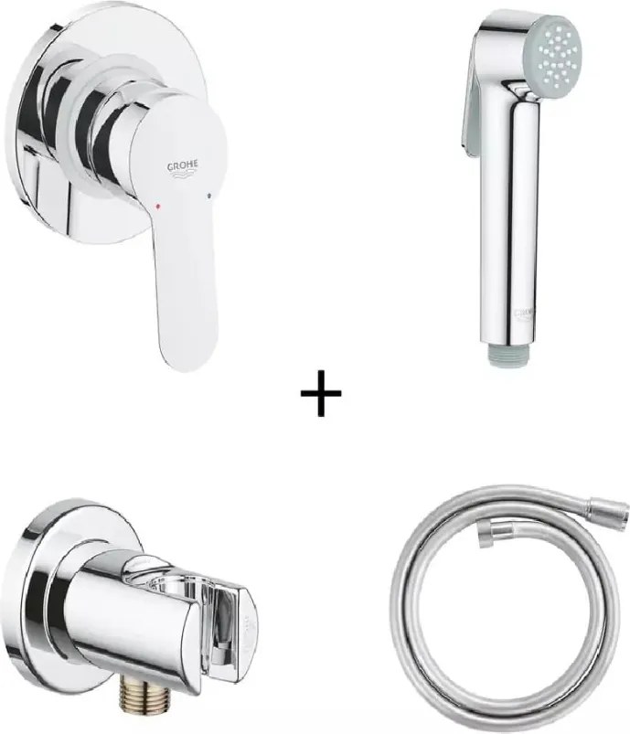 Set dus igiena intima Grohe Trigger Spray, cu baterie incastrata si furtun, crom - 129188