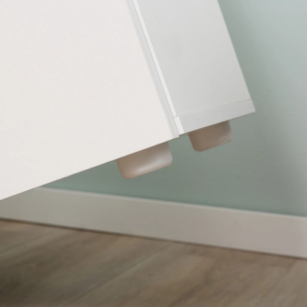 kleankin Dulap de Podea pentru Baie cu 2 Uși și Rafturi Interioare Reglabile Mobilier Auxiliar din Lemn Multifuncțional pentru Living Bucătărie Dining 60x30x85 cm Alb | Aosom Romania