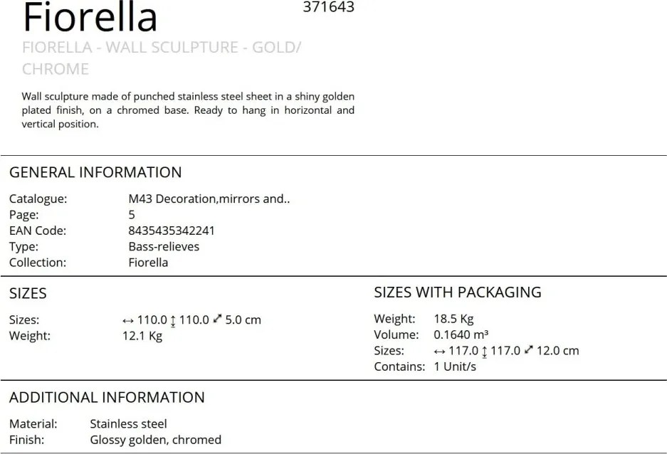 Decoratiune de perete design lux Fiorella