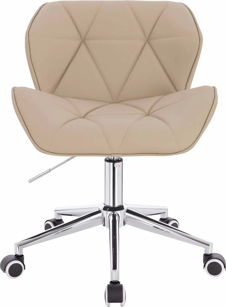 HR111K Scaun Crem Piele Ecologica Premium Soft cu Bază Cromata