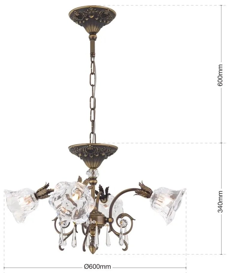 Candelabru cristal design lux LA BOHEME D-60cm 4L old patina