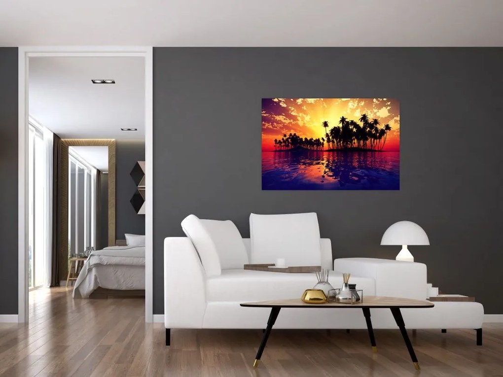 Tablou insulă în apus de soare (90x60 cm)
