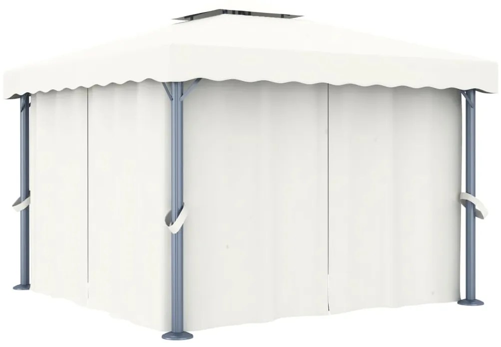 vidaXL Pavilion cu perdea, alb crem, 3 x 3 m, aluminiu