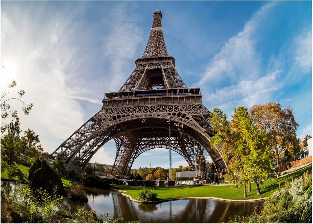 Tablou pe sticlă - Turnul Eiffel colorat (70x50 cm)