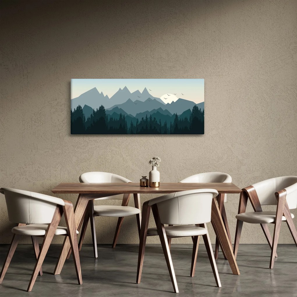 Tablou - Munții cu privirea graficeanului (120x50 cm)