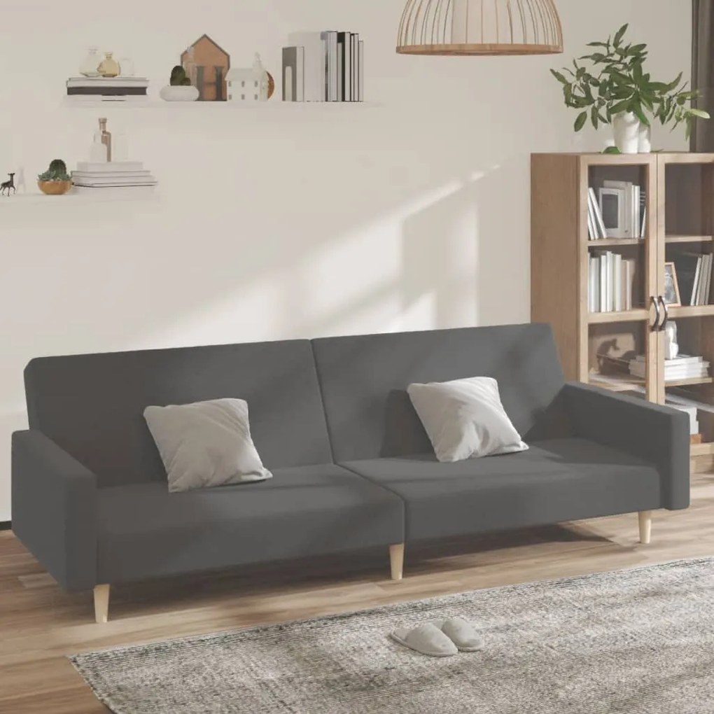 vidaXL Canapea extensibilă cu 2 locuri, gri deschis, țesătură