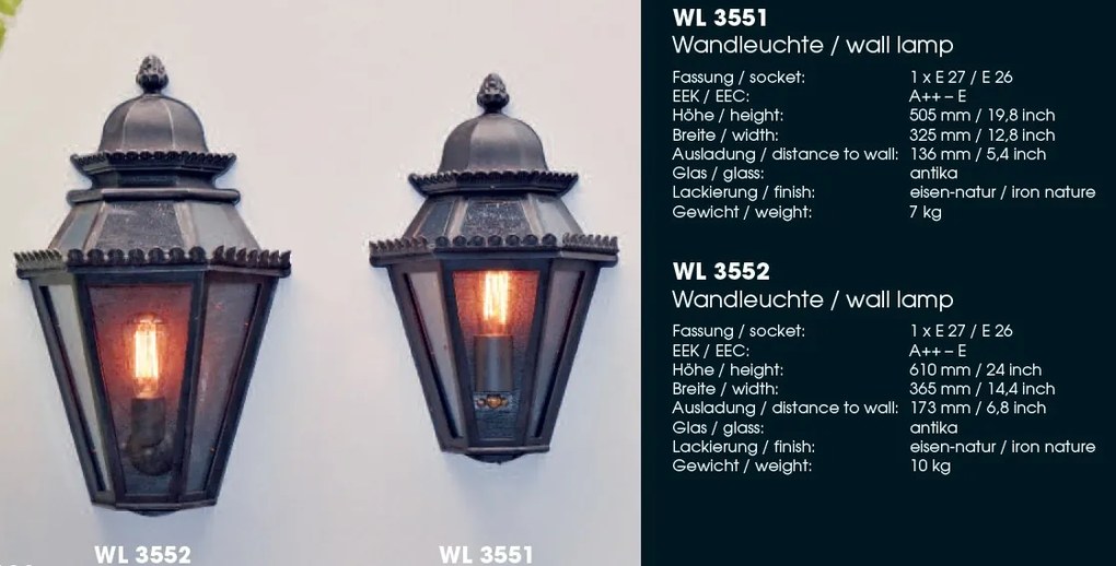 Aplica 1/2 iluminat exterior din fier forjat, WL 3552