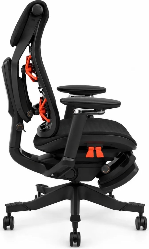 Scaun ergonomic ANEW ARYSE R9, Cotiere 5D, Suport lombar reglabil, Șezut glisant, Reclinare cu blocare în 4 poziții, Suport pentru picioare, Negru