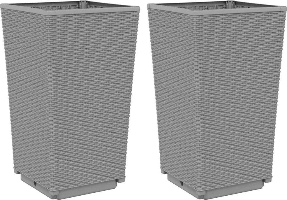 vidaXL Jardiniere de grădină, 2 buc., gri deschis, 32,5x32,5x57 cm, PP