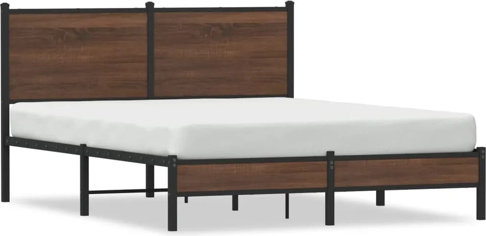 vidaXL Cadru pat metalic fără saltea, stejar maro, 150x200 cm