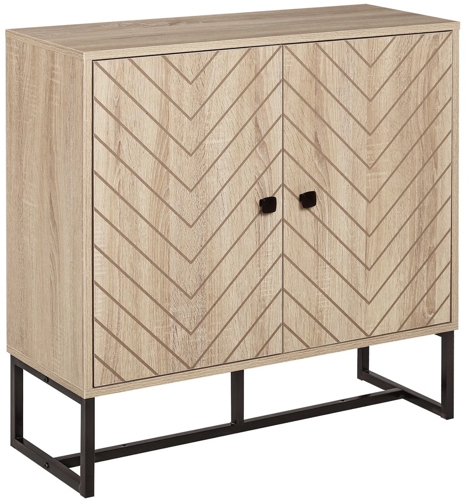 HOMCOM Bufet mobilier de depozitare 2 uși lemn și picioare din metal negru dim. 80L x 29,5l x 80H cm | Aosom Romania
