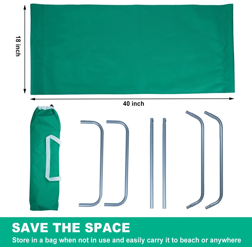 Sezlong pliabil de plaja SAND, verde