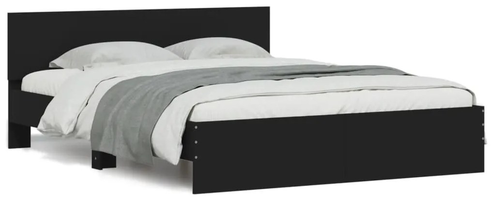 3207477 vidaXL Cadru de pat cu tăblie, negru, 150x200 cm
