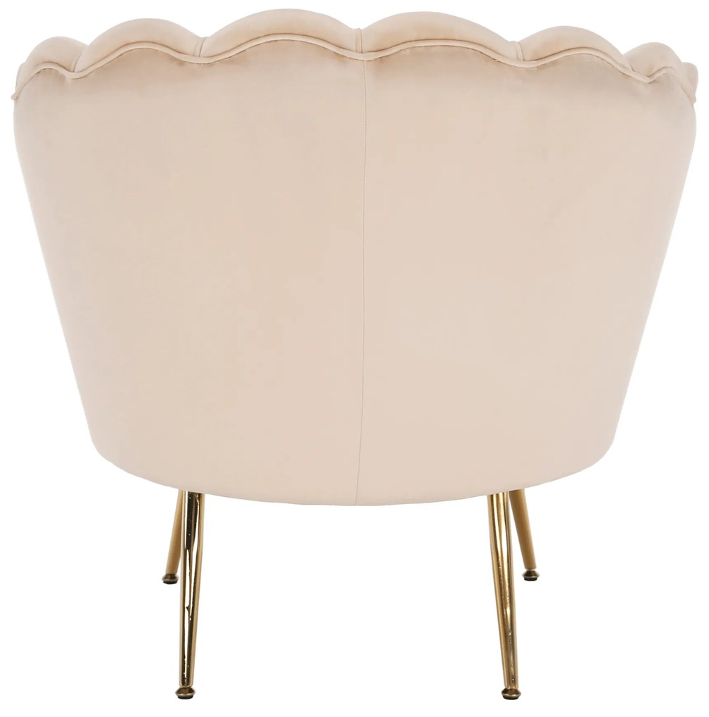 Fotoliu în stil Art-deco, catifea Velvet bej/crom auriu, NOBLIN