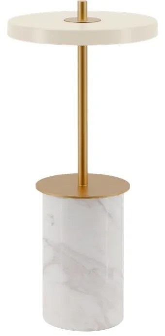 Veioză crem LED cu intensitate reglabilă din marmură cu abajur din metal (înălțime 25,5 cm) Asteria Move Mini – UMAGE