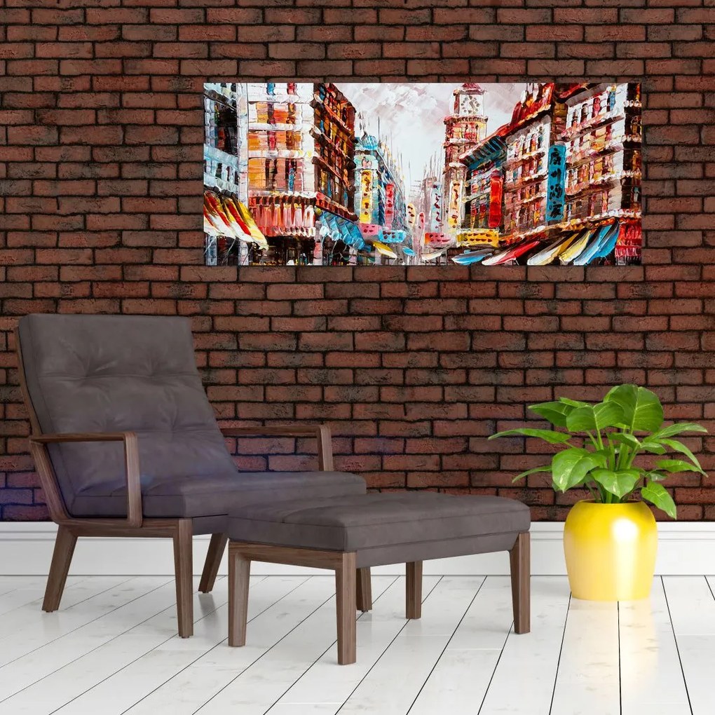 Tablou - Hong Kong, pictură în ulei (120x50 cm)
