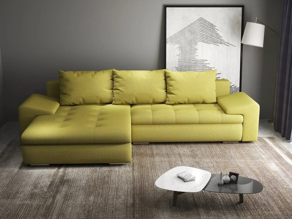 Colțar extensibil dumonde cu ladă de depozitare si sezut confortabil din spuma high-density, Leonardo Enjoy Verde 260x185 cm