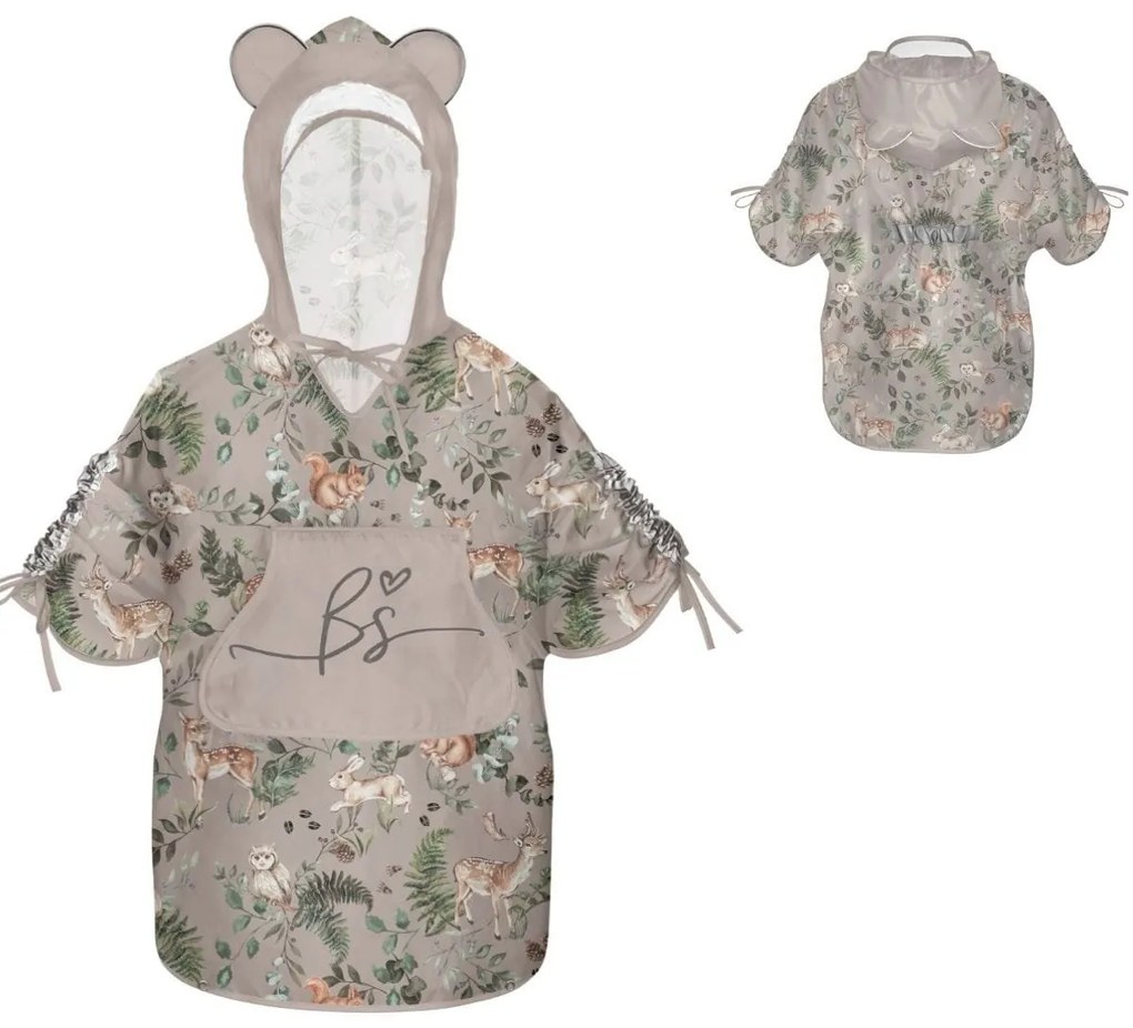 Pelerina de Ploaie pentru Copii, Poncho pentru ploaie 1,5-8 ani ,   Animals Garden Light