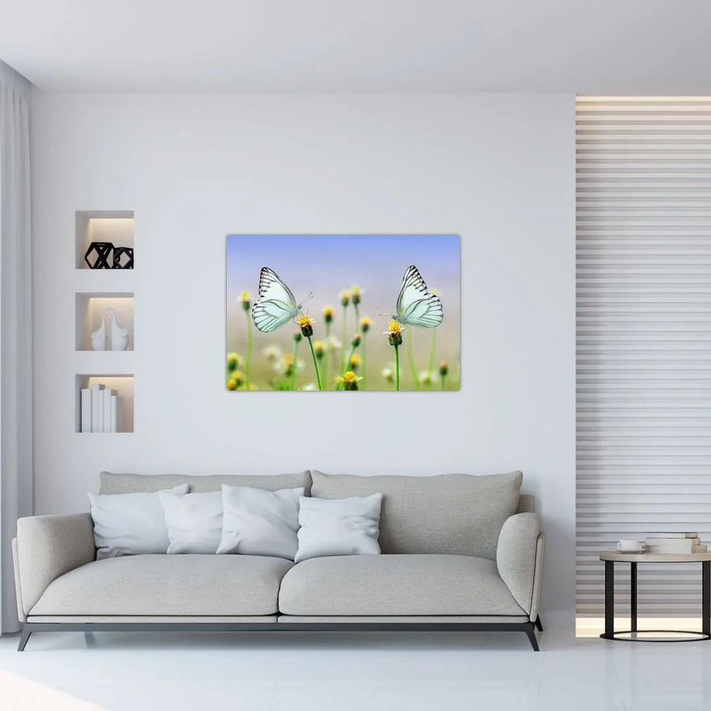 Tablou cu fluture pe floare (90x60 cm)