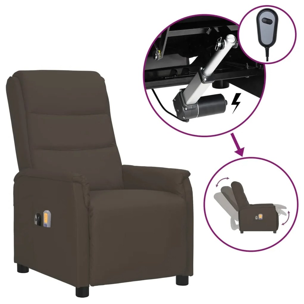 3098607 vidaXL Fotoliu de masaj electric, gri, piele ecologică