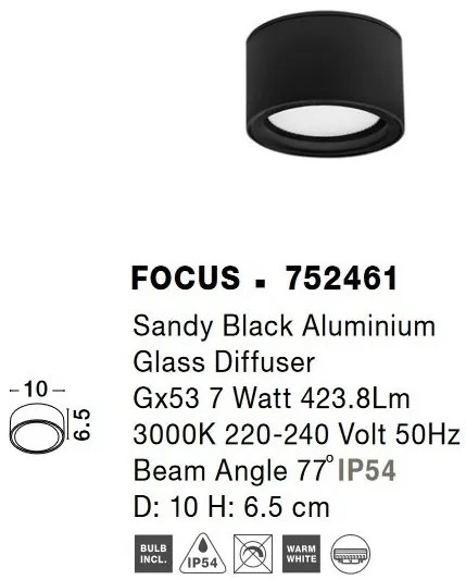 Plafoniera pentru exterior design modern IP54 Focus negru