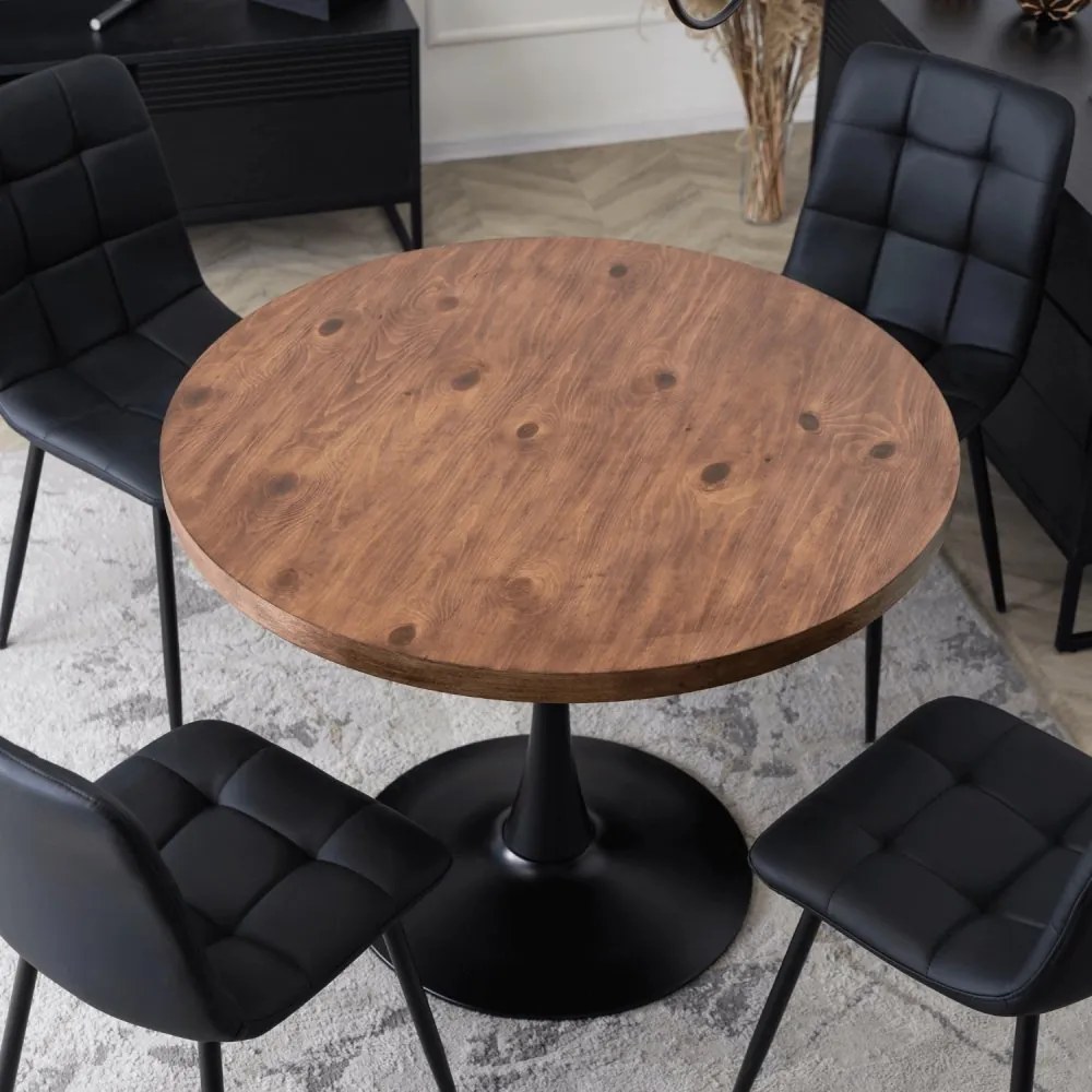 Masă rotundă LINO diametru 100 cm - diferite variante de culoare stejar auriu - negru