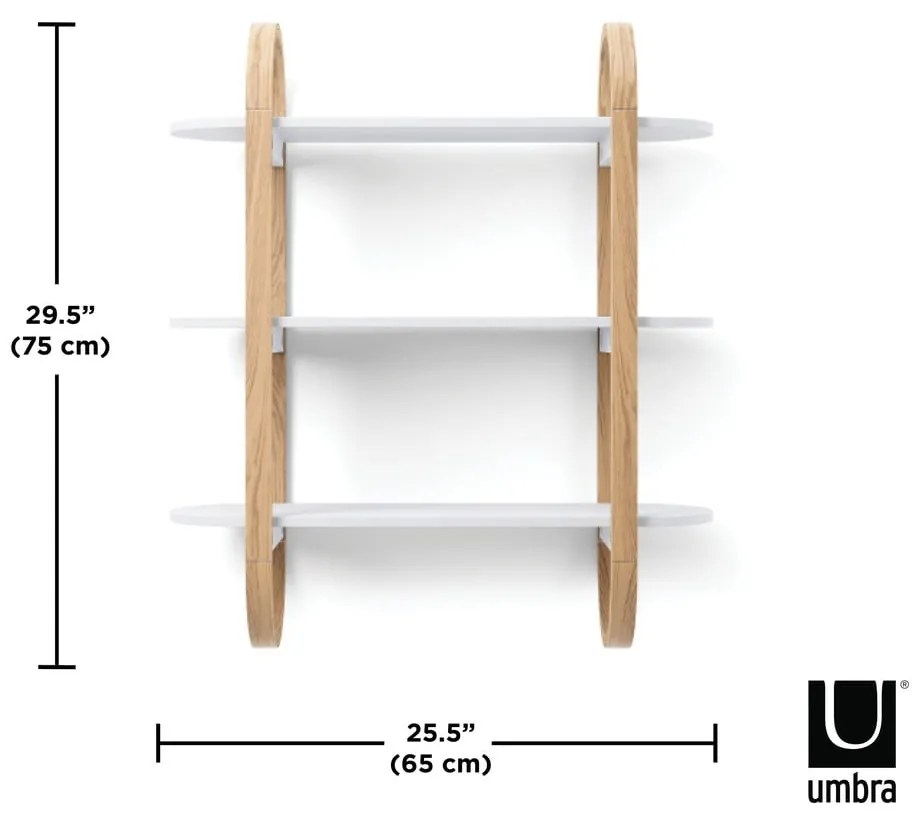 Raft alb/în culoare naturală etajat cu aspect de lemn exotic Bellwood – Umbra