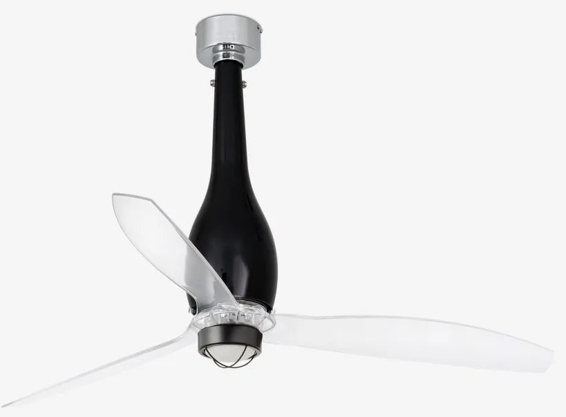 Lustra cu Ventilator si telecomanda ETERFAN M LED negru/transparent