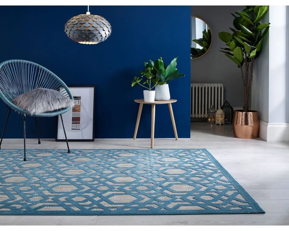 Covor de exterior albastru tip traversă 150x80 cm Oro - Flair Rugs