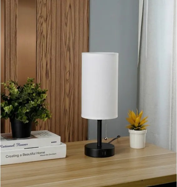 Brilagi - Lampă de birou TABLON cu port USB 1xE27/25W/230V negru/alb