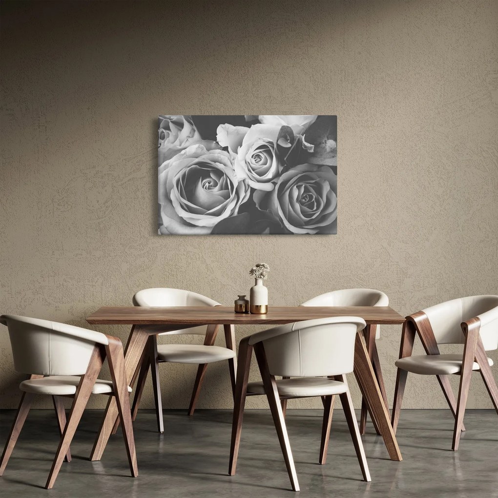 Tablou - Trandafir,alb-negru (90x60 cm)