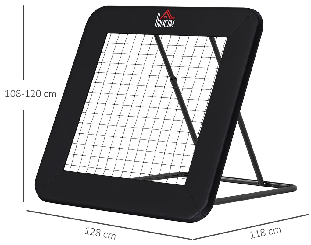 HOMCOM Rebounder Pliabil și Reglabil pentru Fotbal, Baseball și Volei, Plasă de Fotbal, 128x118x108-120 cm, Negru | Aosom Romania