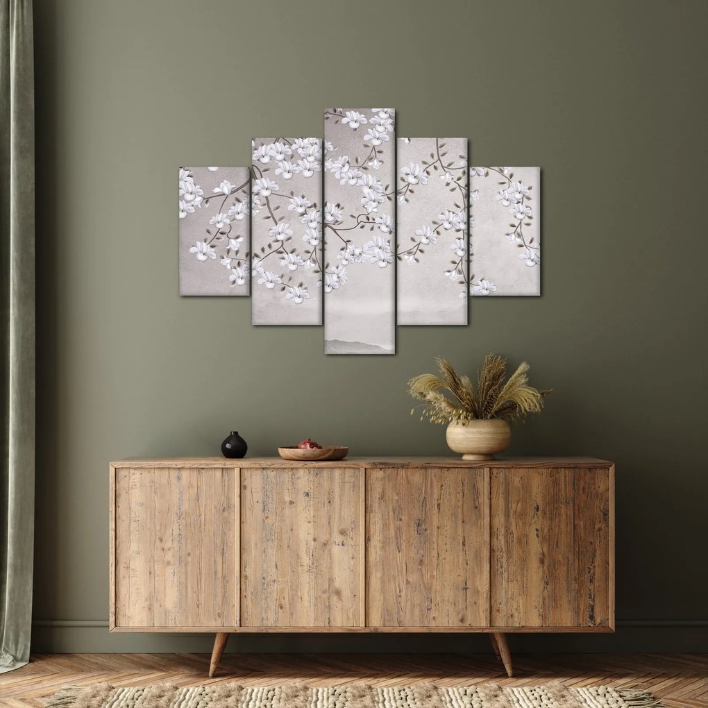 Tablou - Flori într-un peisaj gri (150x105 cm)