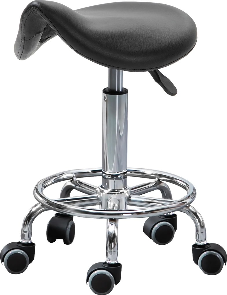 HOMCOM Scaun de Birou Reglabil, Ergonomic, cu Roti, Captușit cu Spumă, Negru 36.5x37.5x51-66cm | Aosom Romania