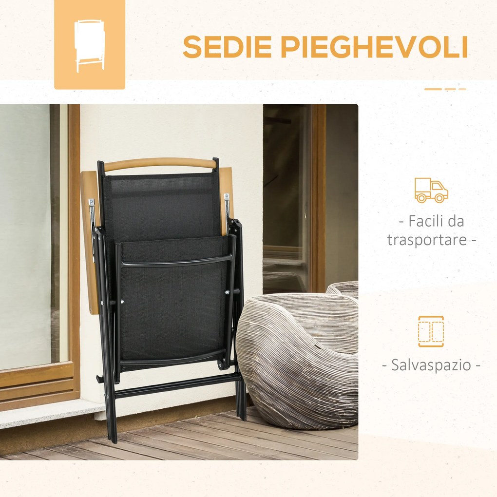 Set 7 Piese Mobilier de Gradina cu Masa Dreptunghiulara Outsunny, Negru | Aosom Romania