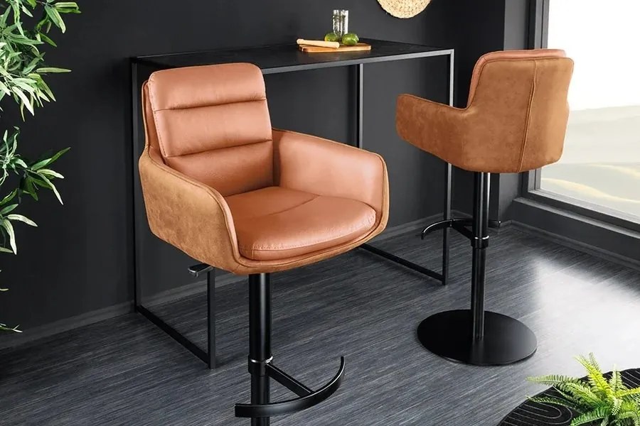 Scaun de bar pivotant Big George, microfibra/ piele coniac