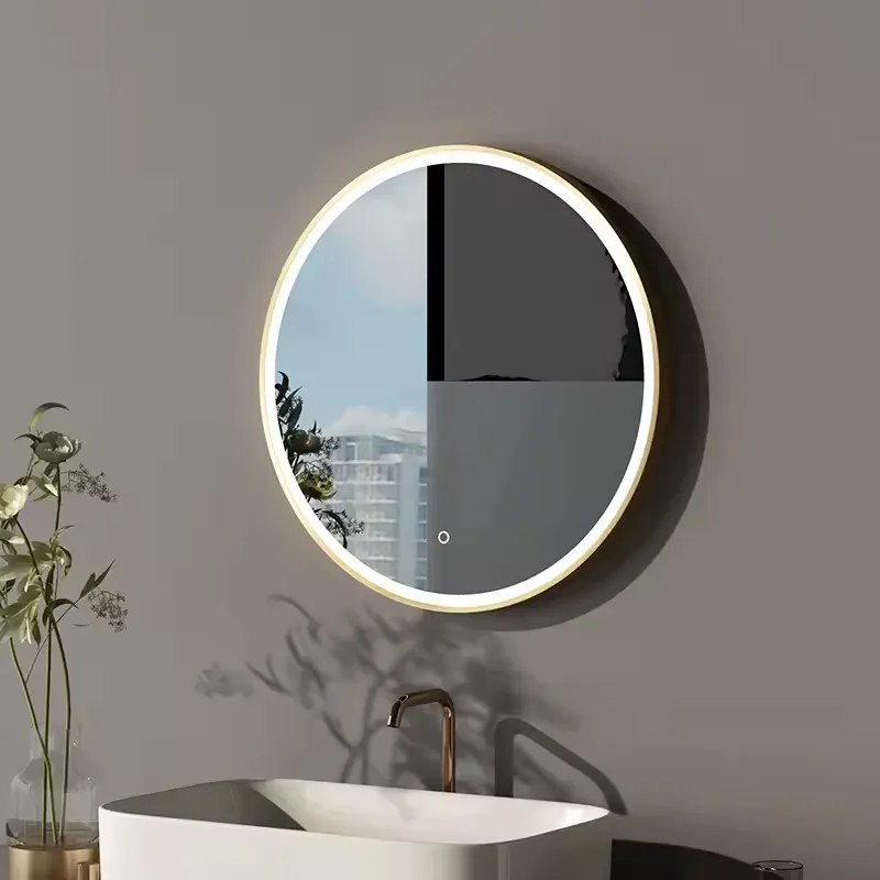 Oglinda LED MMJ Auriu 90cm, Rea