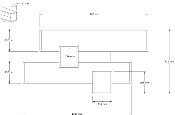Etajeră de perete KAREN 120x72,2 cm antracit/maro